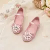 Zapatos de Princesa de Cristal Multicolor para Niñas para Salidas Diarias y Ocasiones Formales, Zapatos de Salón Estilo Dulce con Flores de Pedrería de Colores y Correas de Velcro