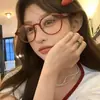 Lentes Retro Ultraligeros Rojos Lisos para Mujer Miopía Ajustable Sentido Avanzado Adelgazantes Antiluz Azul Montura Redonda Montura de Ojo