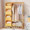 Armario Combinado Sencillo de Pie con Estantes Mínimalistas de Hierro, Plegable para Apartamentos de Alquiler y Residencias Estudiantiles, Almacenamiento Interior, Almacenamiento de Ropa a Prueba de Polvo