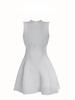 Saia de Tricô Cinza para Mulheres Pequenas Cintura Suave Justa Slim-Fit Emagrecedora Figura Vestido Regata Puro Sem Mangas