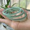 Pulsera de calcedonia fina y redonda de color verde esmeralda para mujer, brazalete de ágata de hielo verde esmaltada completa, joyería