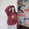 Sudadera con cuello redondo y estampado de letras estilo americano, forro polar, diseño nuevo de otoño e invierno, chaqueta pullover gruesa