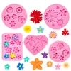 Molde de Silicone Flor Girassol Margarida Rosa Folhas para Decoração de Bolo Fondant Chocolate