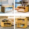En stock Caja de Pan para Encimera de Cocina de Bambú Caja de Pan de Gran Capacidad Contenedor de Almacenamiento de Pan con Ventana Rejilla para Pan