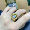 Anillo de ópalo natural ambiente de lujo anillo abierto para mujer anillo anillo fábrica directa piedra principal 5x 7mm transfronterizo directo