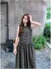 Comercio Exterior Transfronterizo 2026 Verano Nuevo Vestido sin Mangas a Cuadros Retro para Mujer, Vestido Camiseta Casual Holgado de Longitud Media