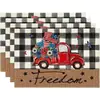Manteles individuales de lino estampados del Día de la Independencia estadounidense transfronterizos para reuniones familiares para celebrar la festividad, manteles resistentes al calor y a las manchas para conmemoración