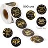 500/Rollo Rollo de 1 Pulgada Decoración Feliz Año Nuevo Etiqueta Adhesiva Embalaje de Regalo Etiqueta Redonda de Sellado
