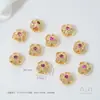 Cor de ouro 14K zircônia cravejada flores dupla face trevo de quatro folhas osmanthus contas DIY acessórios de joias artesanais com contas
