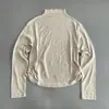 Top Básico Versátil de Manga Larga con Cuello Alto, Color Sólido, Transpirable, Casual, Adelgazante - Nueva Llegada Otoño para Mujer con Encaje