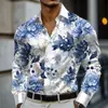 Camisa de Hombre de Manga Larga con Estampado Digital Vintage 2026, Moda Independiente Transfronteriza Estilo Europeo y Americano Camisa de Talla Grande