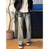 Jeans Boca de Sino Novo Masculino Primavera e Outono, Calças Largas Lavadas Retrô Soltas, Calças Casuais Tendência Estilo Americano