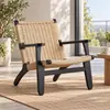 Sillón reclinable estilo wabi-sabi para apartamento pequeño, silla sofá de madera maciza tejida con cuerda, silla individual tejida de ocio para balcón nórdico
