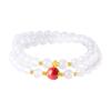 Pulsera de Plata Esterlina S925 de Fujian y Guangdong con Frijol Rojo y Cinabrio, Nuevo Estilo Chino Doble Capa Ágata Blanca Joyería Elegante para Mujer
