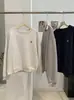 KEKEZOON Sudadera de Punto Versátil Estilo Coreano Simple Cuello Redondo Bordado Holgada Manga Larga Estilo Otoño Toma Real Mujer 9401