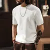 Nueva Camiseta de Punto Suave de Manga Corta para Hombre de Gama Alta, Marca Trendy de Otoño, Estilo Old Money, Camiseta Básica Ligera Texturizada