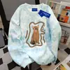 Sudadera Redonda Estilo Perezoso Gato Lindo Estudiante 2025 para Mujer Holgada Casual Tie-Dye Rosa Jersey Manga Larga