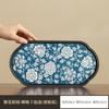 Jingdezhen Estilo Chino Azul y Flores Bandeja de Té Zhilian Bandeja de Almacenamiento Bandeja de Té Bandeja de Té Tetera Bandeja para Secado de Burbujas Set de Té Kung Fu para Exteriores