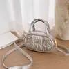 Bolsa de Bolos Portátil Linda Estilo Coreano Modelo Nuevo 2026 Bolso Plegado con Textura Simple Bolso de Hombro Cruzado de Moda