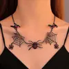 Europeu e americano cross-border personalizado clavícula curta cadeia retro gótico exagerado black spider teia colar presente de Halloween