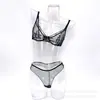Artículo popular de comercio exterior: Lencería sexy estilo francés que hace que un busto grande parezca más pequeño, conjunto de sujetador de encaje floral ultradelgado para verano
