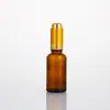 Frasco de Óleo Essencial de 30ml Frasco Pequeno Vazio Embalagem Vidro Cor de Chá Sentido Avançado Frasco com Conta-gotas de Pressão Essência Engarrafada