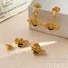 Pendientes de botón con diseño de abeja de circonita de lujo con aguja de plata S925 bañados en oro y cobre, elegantes pendientes en forma de C de alta calidad para mujer 2181