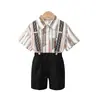 Ropa para Niños al por Mayor Camisas de Manga Corta para Niños Trajes para Niños Nuevas Camisas Rayadas Estilo Hong Kong Overoles Ropa Formal Disfraces de Presentación