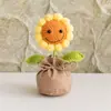 Bolsa de la Suerte Tejida a Crochet Hecha a Mano Transfronteriza Plantas Pequeñas en Maceta Muebles para el Hogar Decoración de Rosa Tejida de Lana Plantas en Maceta Flor Simulada