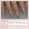 Piezas de Manicura de Venta Caliente en Comercio Exterior, Uñas Postizas Plateadas con Hilo, Uñas Portátiles, Manicura Press On Moderna y Sencilla