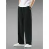 Pantalones Casuales de Lino para Hombre Otoño Lujo Ligero Estilo Chino Pantalones Largos de Algodón Lino Holgados Talla Grande Pantalones de Pierna Recta Hombre Negro Blanco