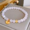 Nueva pulsera de cristal rosa para mujer, pulsera simple étnica para el cabello, palabra, longevidad, candado, con cuentas, para estudiantes, novias, venta al por mayor