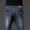 Jeans gruesos de otoño e invierno para hombres de mediana edad, elásticos, estilo vintage, con bolsillos de solapa, corte recto holgado, versátiles pantalones de papá