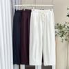 Pantalones casuales nuevos de principios de otoño para tallas grandes de 100 kg con cordón y ribete de encaje, pantalones capri versátiles para mujer 7822
