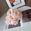 Ramo de Nueve Cabezas de Rosas de Diamante Flores de Seda para Decoración de Celebración de Boda, Flores Artificiales para Decoración del Hogar, Flores para Pasillo de Boda