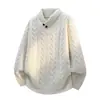Otoño Invierno Nuevo Suéter de Punto Trenzado con Cuello en V Holgado para Hombre Ropa de Punto Moda Juvenil Casual Capa Base