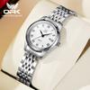 Reloj de Cuarzo Clásico de Negocios para Parejas OPK para Hombre y Mujer, Pieza de Moda, Resistente al Agua, Correa de Acero, Reloj con Calendario para Mujer