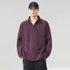 Moletom retro americano com meio zíper e gola alta para homens, jaqueta esportiva casual solta da moda de primavera com mangas compridas