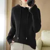 Nuevo suéter de punto con capucha de otoño para mujer, suéter de punto de manga larga, sudadera de punto básica holgada casual, jersey casual