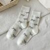 Meias de cano alto com laço transfronteiriças femininas para primavera e verão estilo balé japonês meias caneladas com sapatos de couro pequenos meias atacado