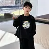 Camiseta de Manga Larga para Niños Estilo Primavera y Otoño Algodón Puro Ropa Interior Capa Base Versátil Infantil Cuello Redondo Dibujos Animados para Niños Medianos y Grandes