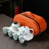 Juego de Té de Viaje Ruyao Bolsa Ovalada Almacenamiento Portátil Exterior Simple Tetera Azul Regalo para Evento de Negocios
