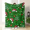 Bestseller transfronterizo de Amazon: Manta de franela roja de frutas navideñas, copos de nieve y ciervos, manta suave para el hogar en vacaciones