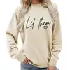 Deixe-os Impressos Tops de Gola Redonda Femininos Moletons Suprimento para Exportação Jaquetas de Outono e Inverno Casuais Soltos Tamanho Europeu Tamanho Europeu
