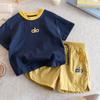 2026 Nuevo Estilo de Verano Conjunto de Dos Piezas de Manga Corta para Niños Niños Color Contrastante Ropa Deportiva de Manga Corta para Bebé Camiseta de Manga Corta para Niñas