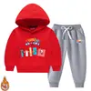 Conjunto de dos piezas de sudadera con capucha para niños y niñas para otoño e invierno, estilo nuevo, forro polar, engrosado, ropa de invierno cálida