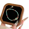 Nuevo Pulsera de Cuentas Turquesa Imitación Estilo Chino Antiguo Pulsera de Flor de Metal Apilada Joyería de Moda Versátil para Mujer