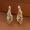 Desea Pendientes Ovales de Aguamarina, Diamante, Circonita, Chapados en Oro Champagne, Pendientes Personalizados para Mujer