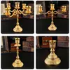 Portavelas de estilo europeo hecho de aleación de zinc, portavelas de cinco y tres brazos, soporte de velas de estilo europeo para mesa de comedor, adorno de decoración para el hogar para cena a la luz de las velas