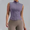 Chamarra de Yoga sin Mangas Transfronteriza para Mujer, Corte Ajustado, Cuello Alto, Chaleco Deportivo, Top Cardigan con Cremallera para Correr y Fitness
